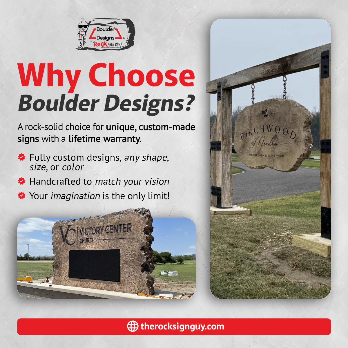 Boulder Designs by The Rock Sign Guy
