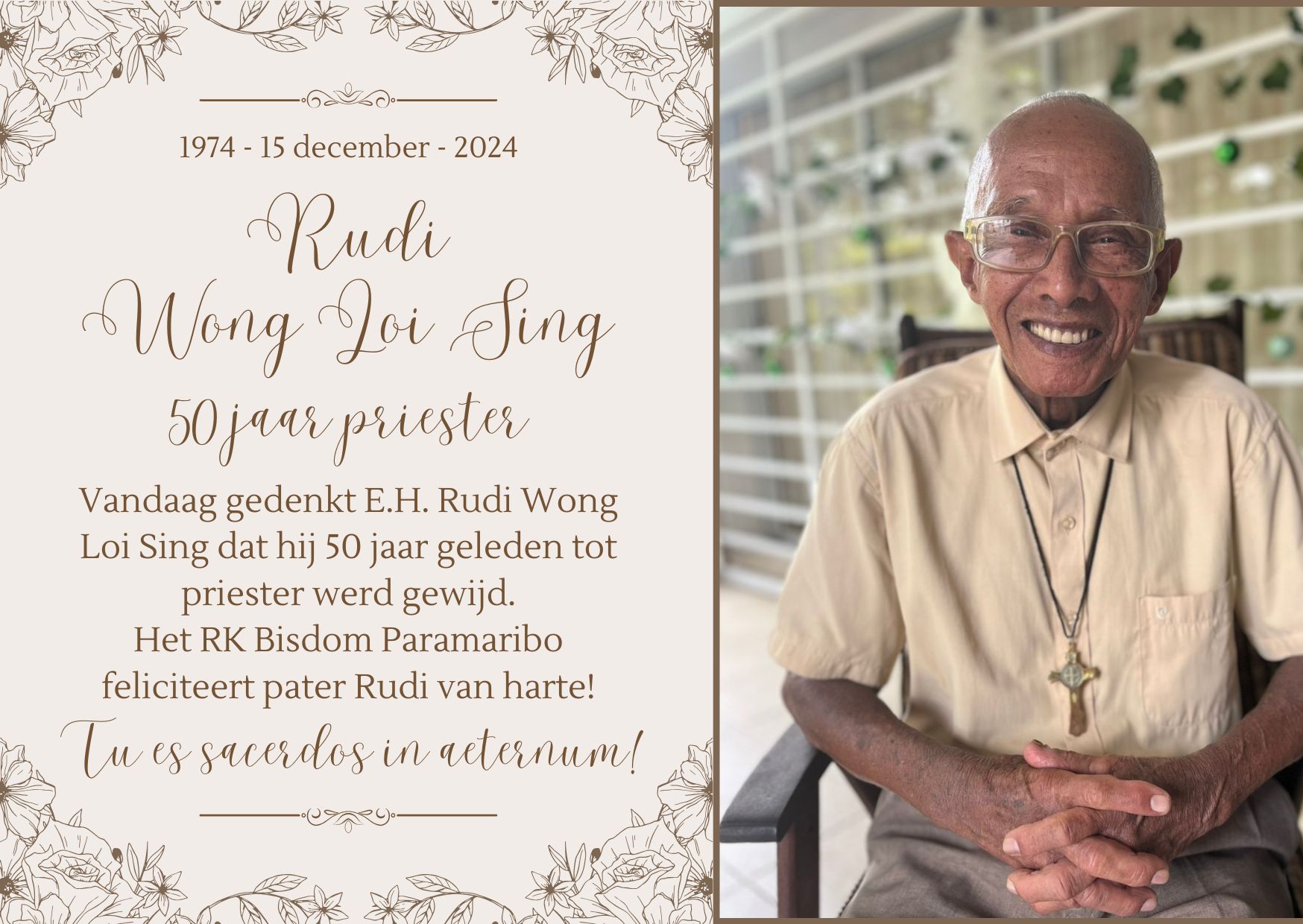 Vandaag gedenkt pater Rudi Wong... - R.K. Bisdom Paramaribo | Facebook