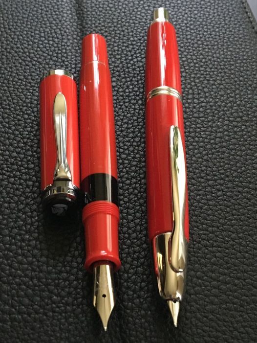 Pilot Vanishing Point Vivid Red- limited edition and Pelikan M205