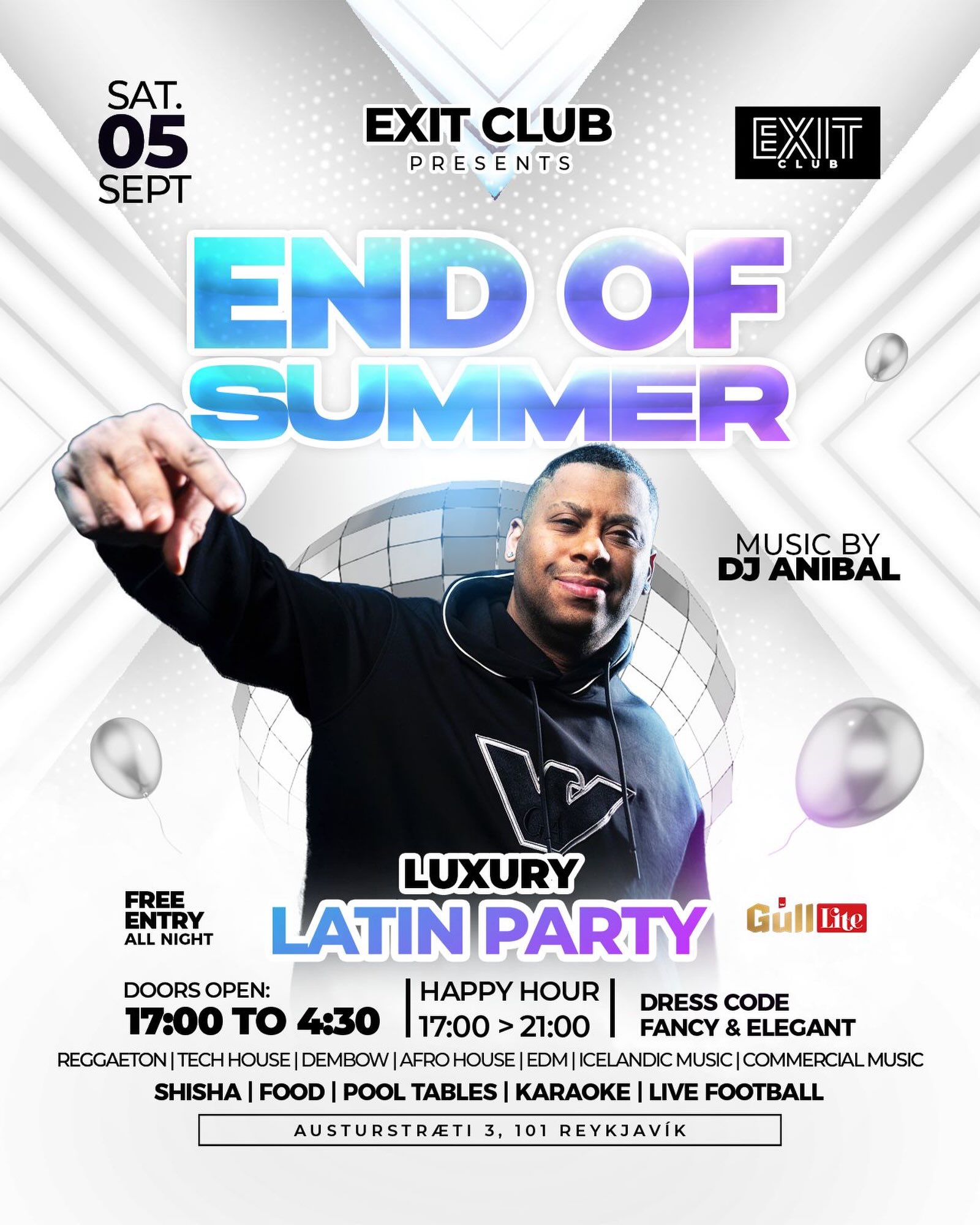 Luxury Latin Party at EXIT Nightclub in Reykjavik on September 5th