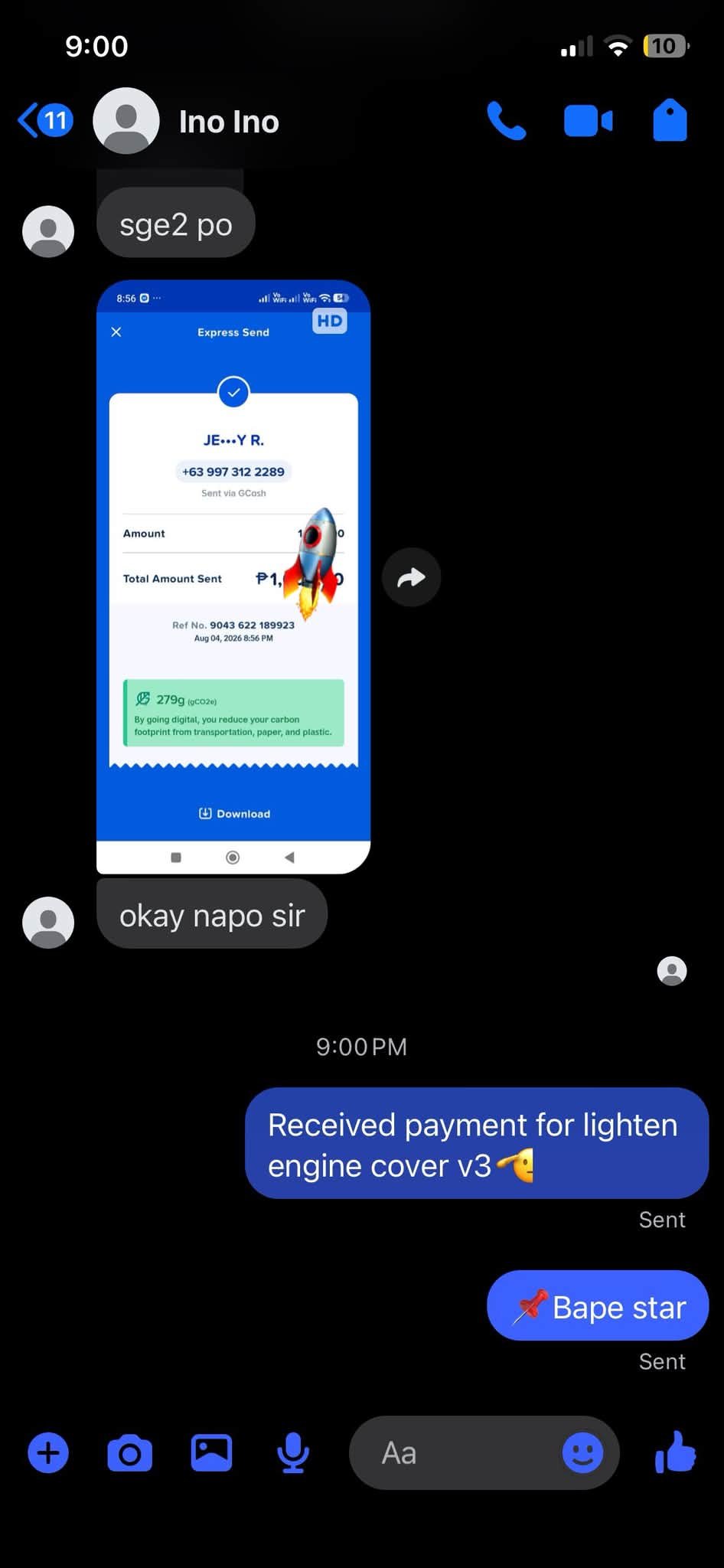 RECEICED PAYMENT FOR LIGHTEN ENGINE COVER BAPESTAR DESIGN🫡 📌Made