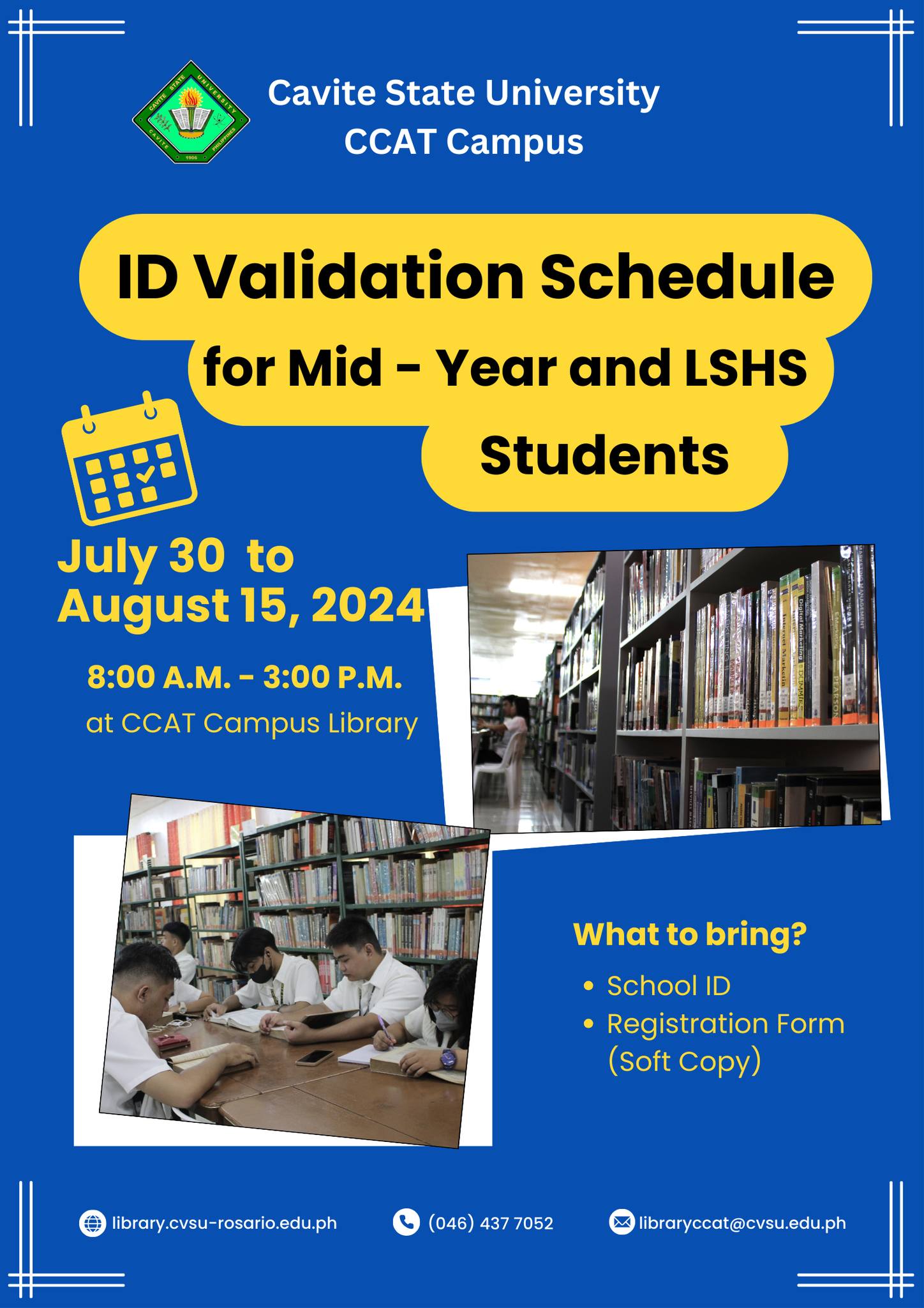 🗓️📖 ID... - Cavite State University - CCAT Campus Library | Facebook