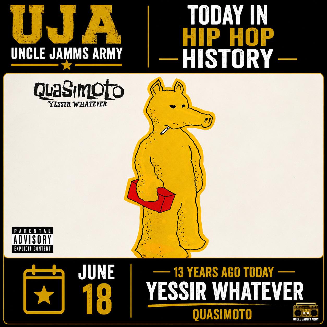 13 years ago today, Quasimoto released Yessir Whatever on June 18