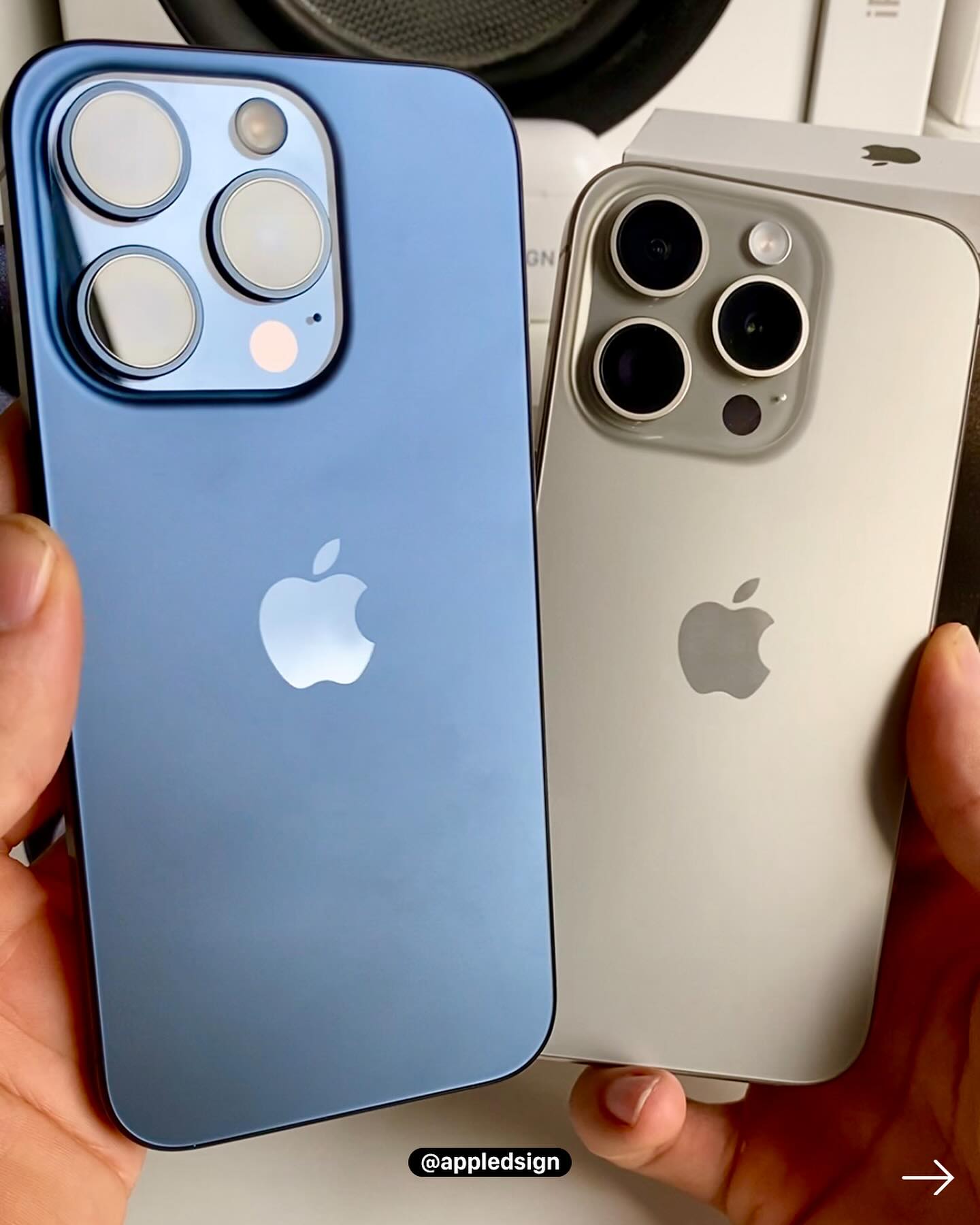 iPhone 15 Pro Titanium Blue vs iPhone 15 Pro Natural Titanium 