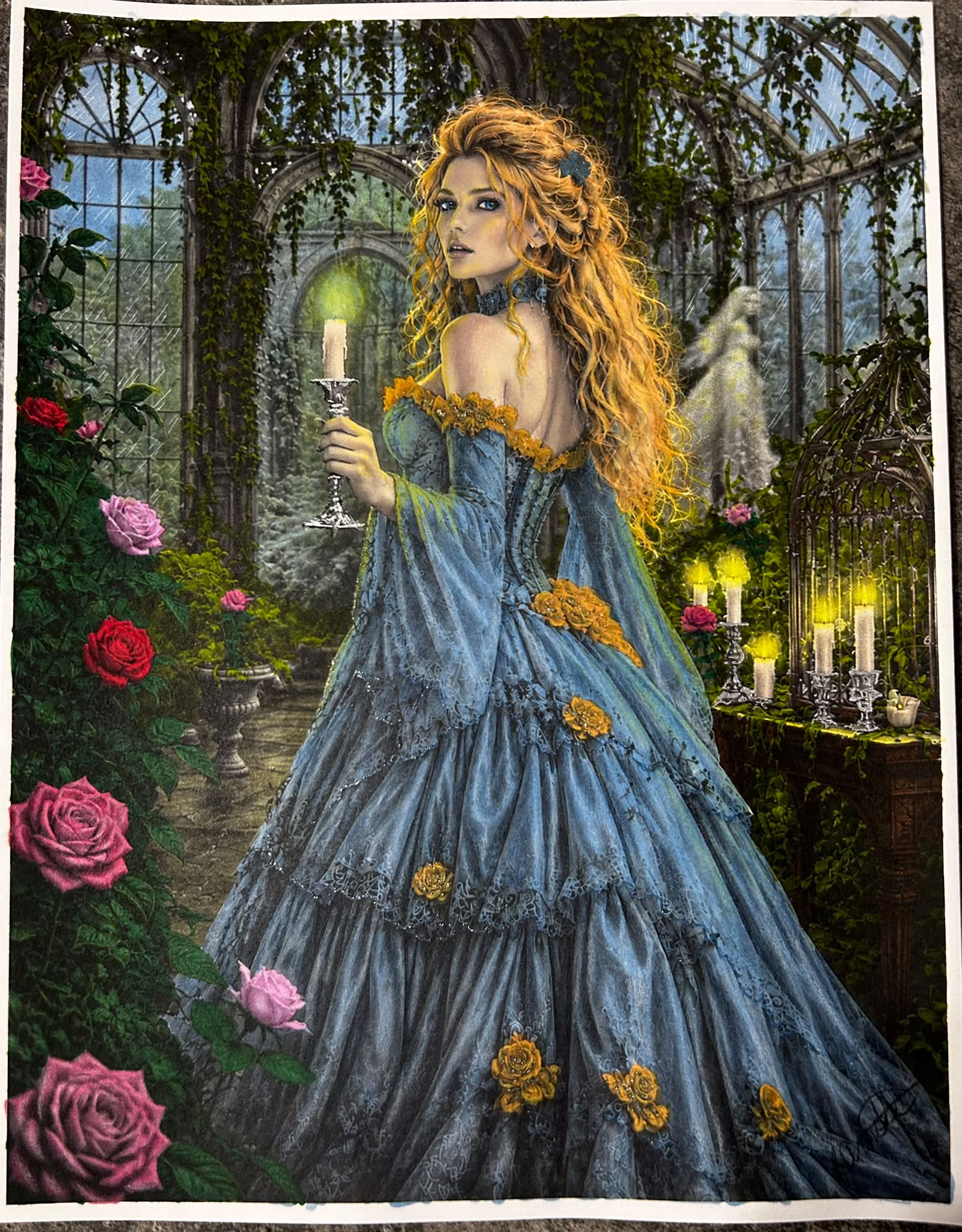 The Coloring Book of Midnight Legends colored with various media