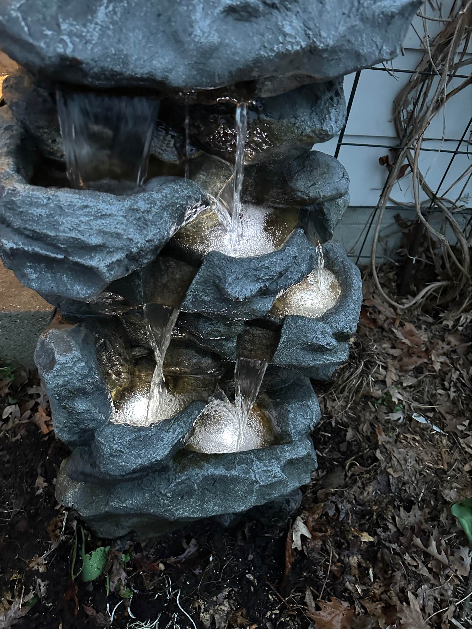52 inch tall Tiered rock rainforest water fountain with led lights ...