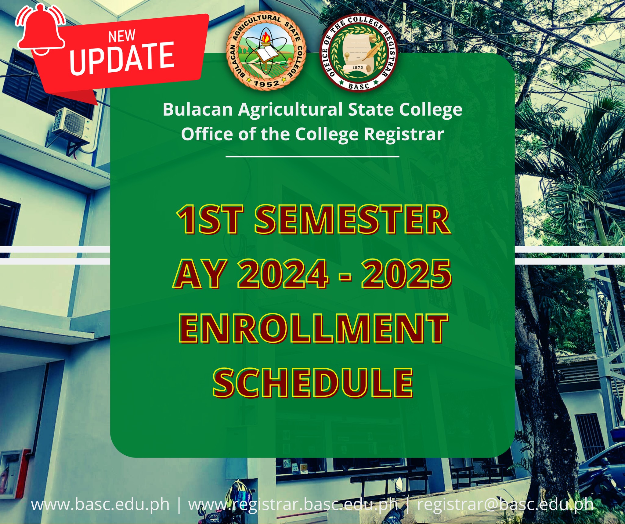 BASC - 📣 Enrollment Schedule for 1st Semester AY 2024-2025 Update ‼ 📅 ...