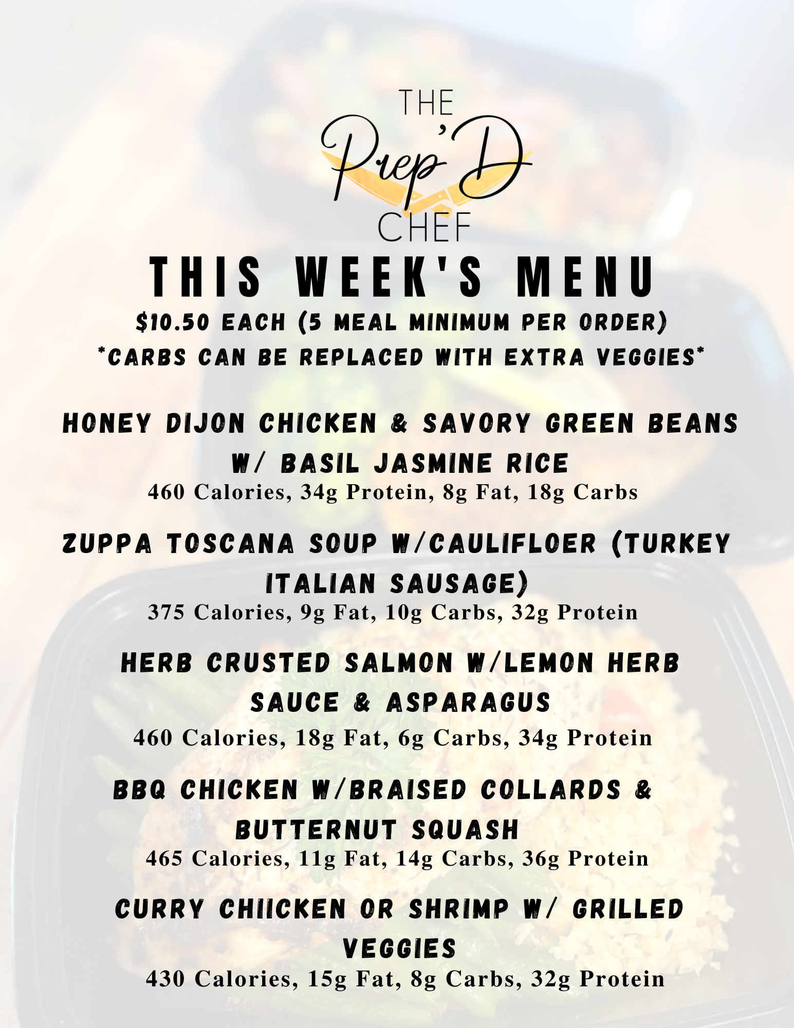 The Prep'D Chef - This weeks menu is for Meal Prep...