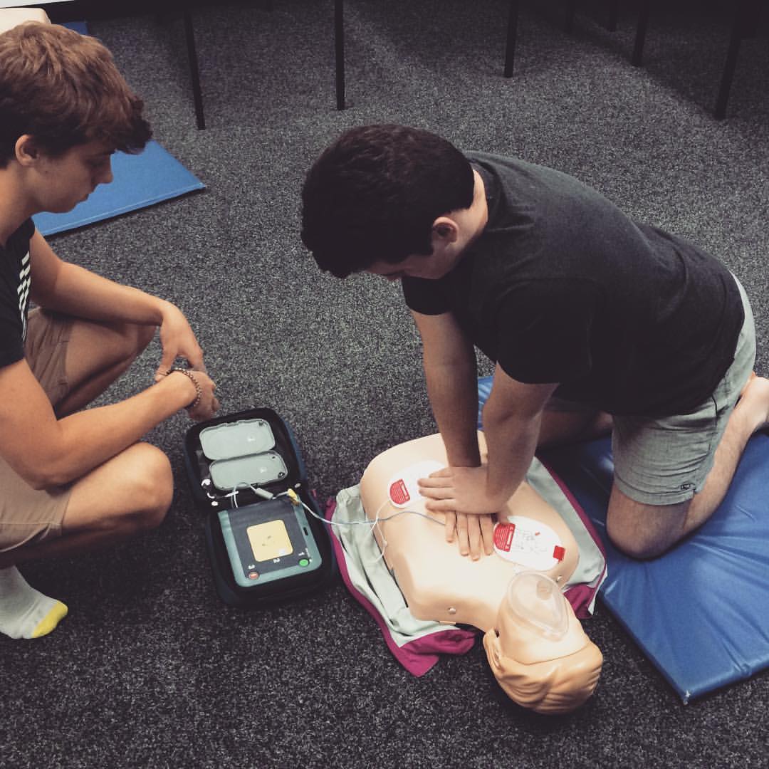 First - A resuscitation course underway, students practice with ...