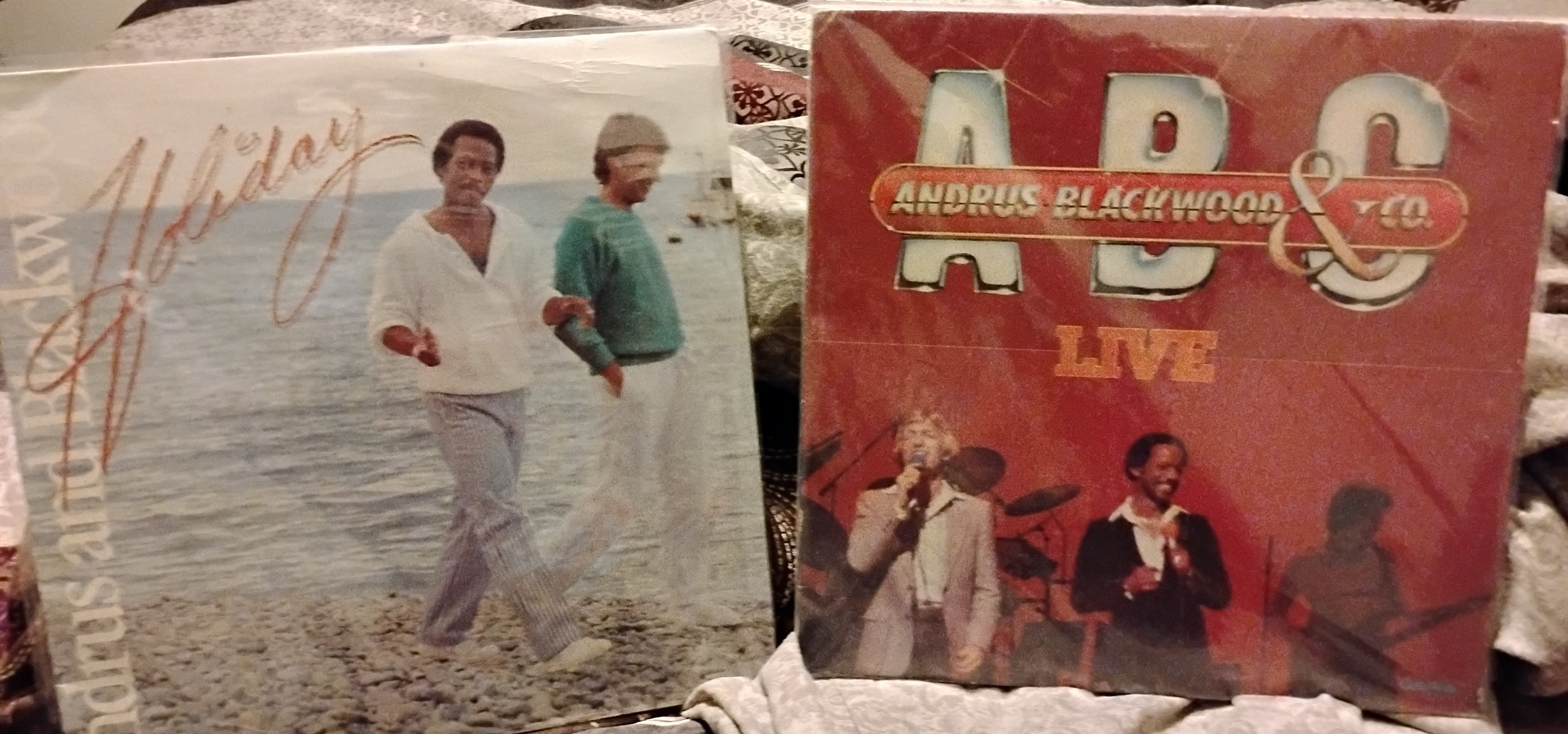 Terry Blackwood and Sherman Andrus singing together on live albums