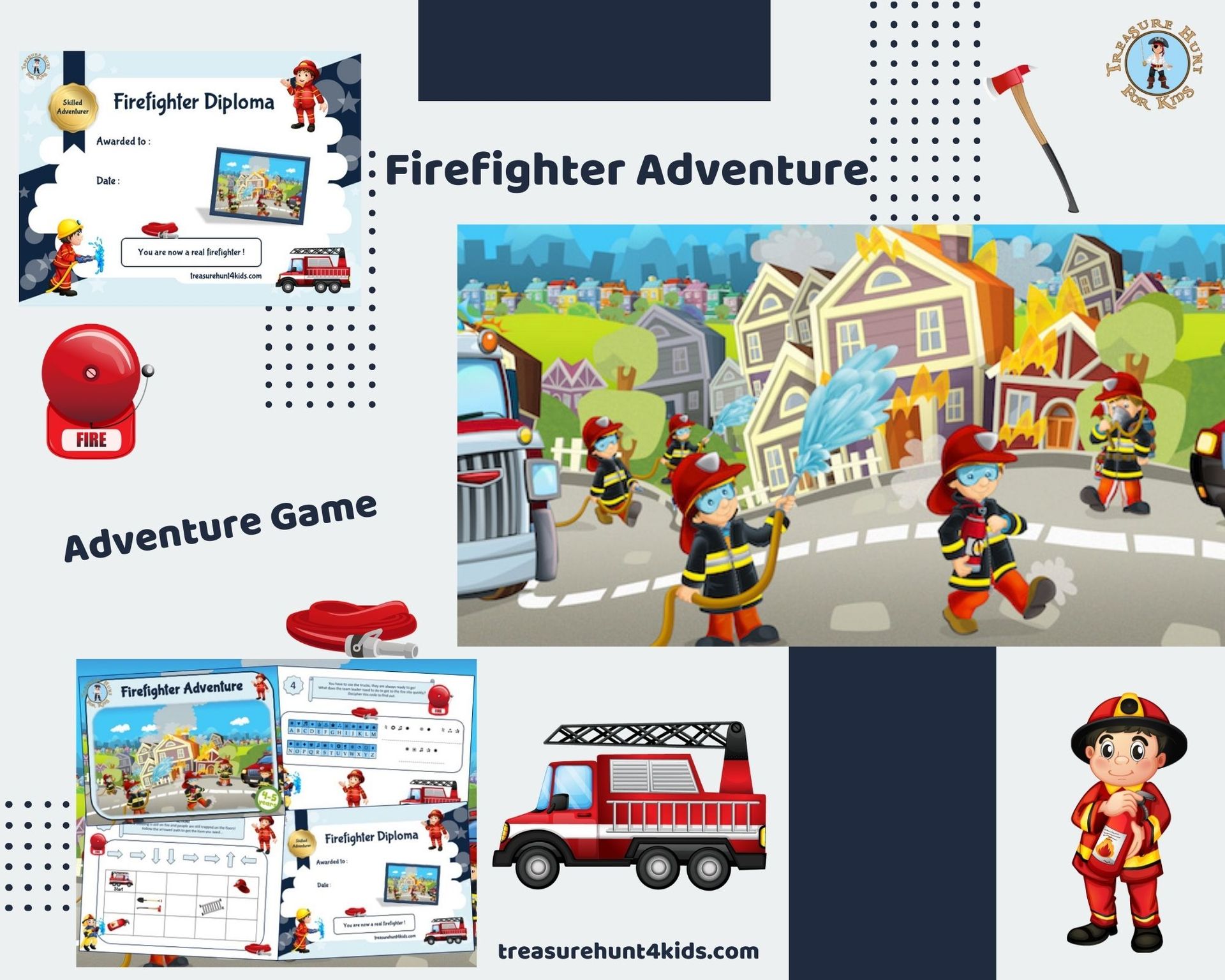 🚒👩‍🚒 Gear up and get ready for an... - Treasure hunt 4 Kids
