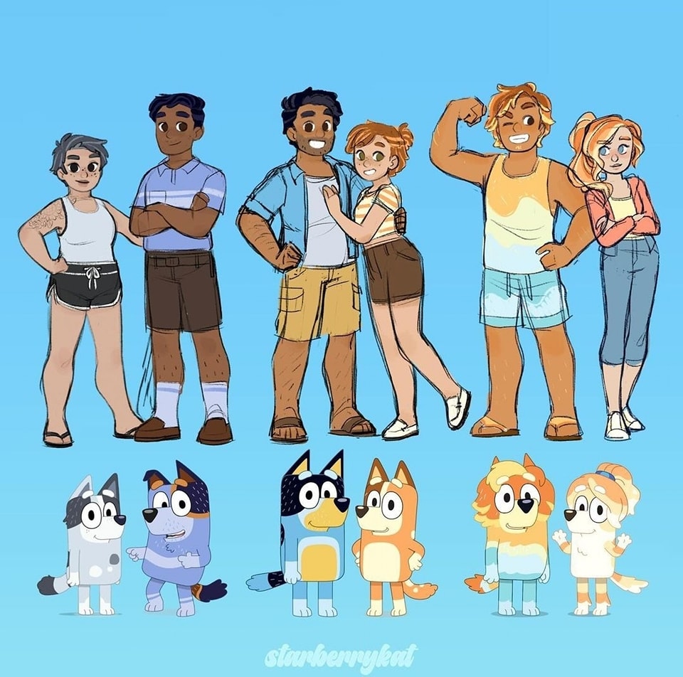 Artist re-images the Bluey cast as humans ?credit: starberry.kat | IG
