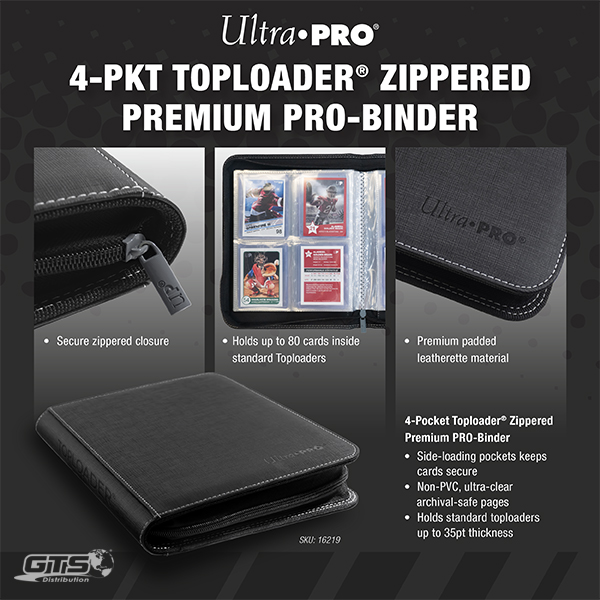 Ultra PRO Vivid PRO-Binder 4 Poches Zip – Classeur 160 Cartes, Couverture Similicuir Rouge, Protection Sans Acide