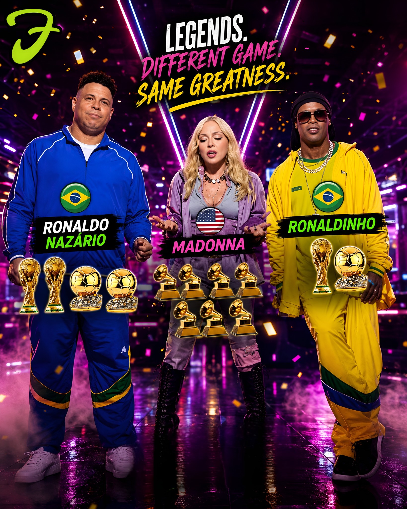 Madonna brought out Brazilian legends Ronaldinho and Ronaldo