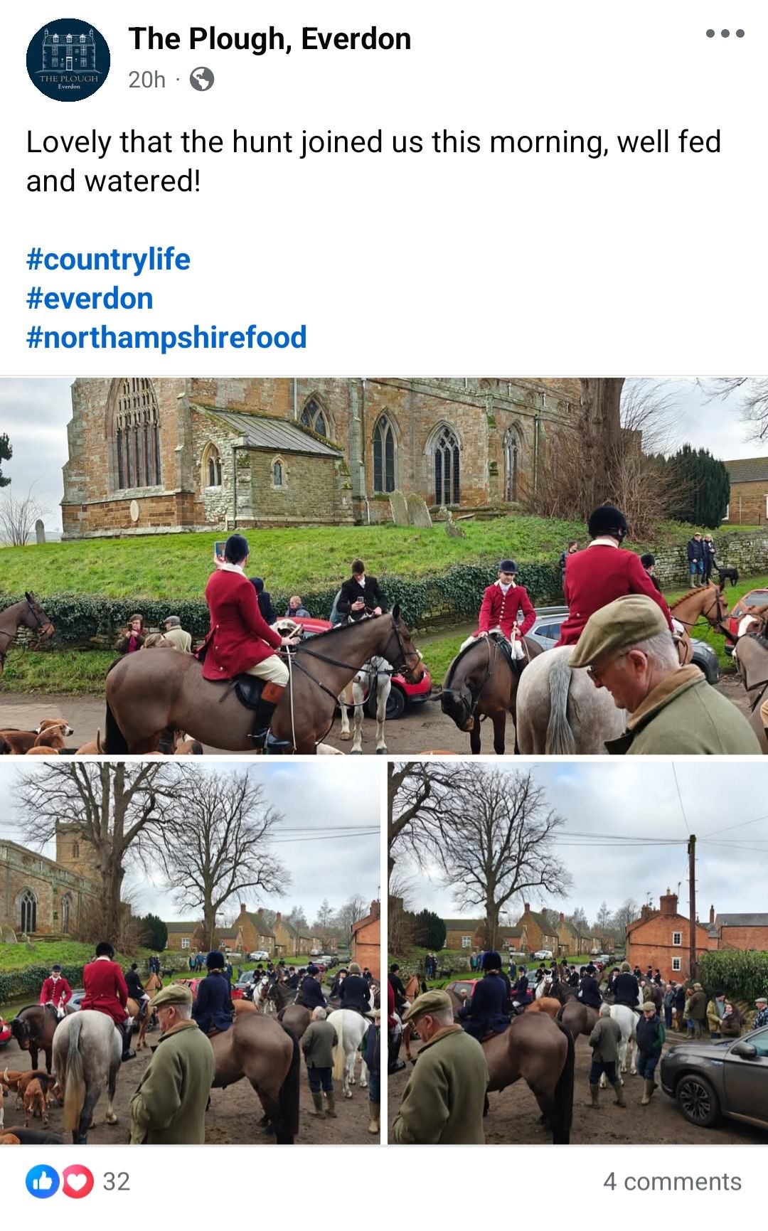 Northants - The Plough pub in Everdon hosted the Pytchley fox hunt ...