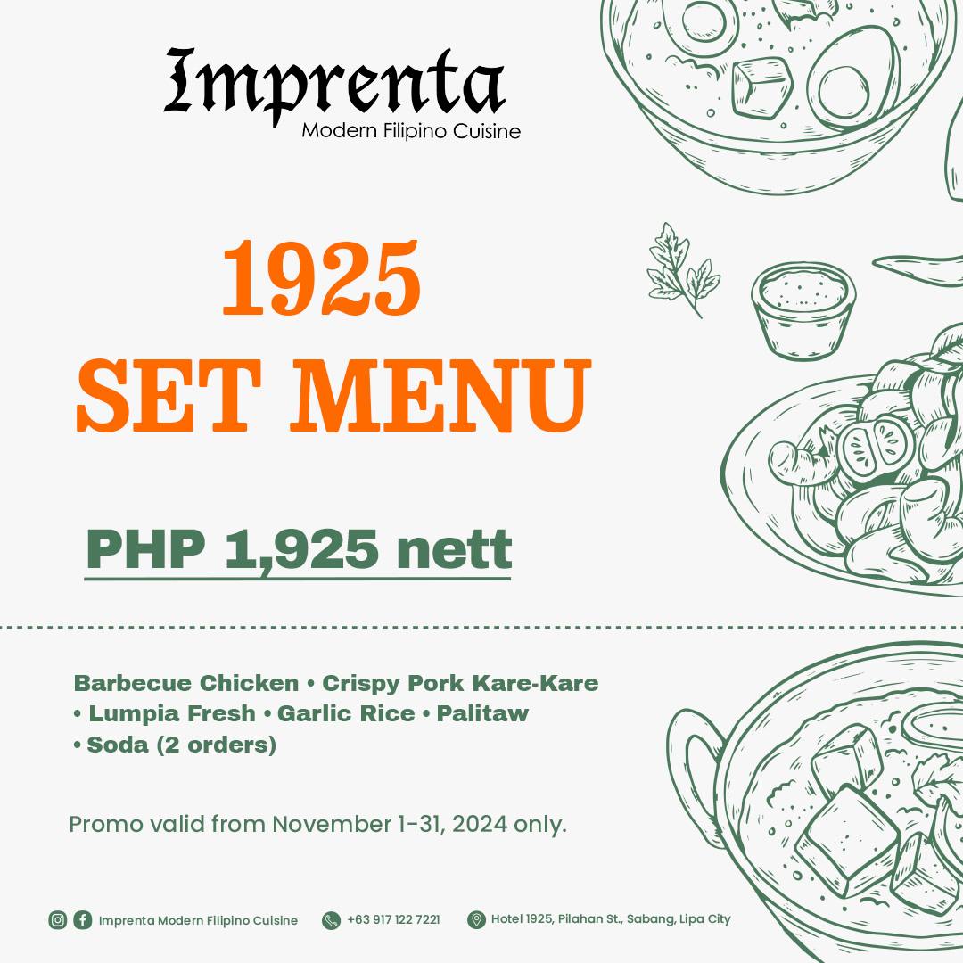 Imprenta - Dive to the taste of Filipino heritage with our 1925 Set ...