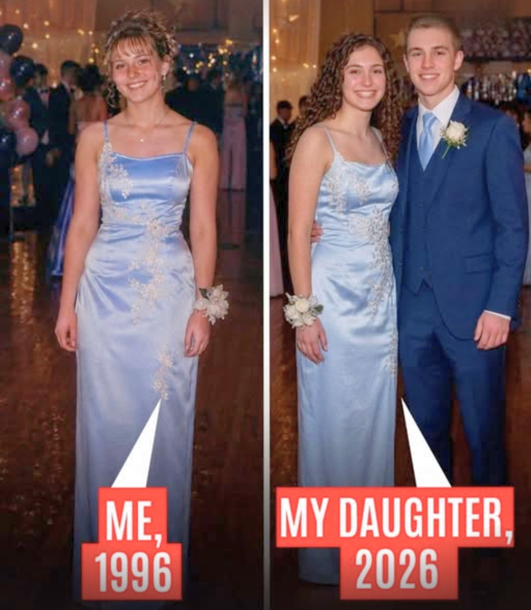 Woman wears grandmother's prom dress to school reunion, receives
