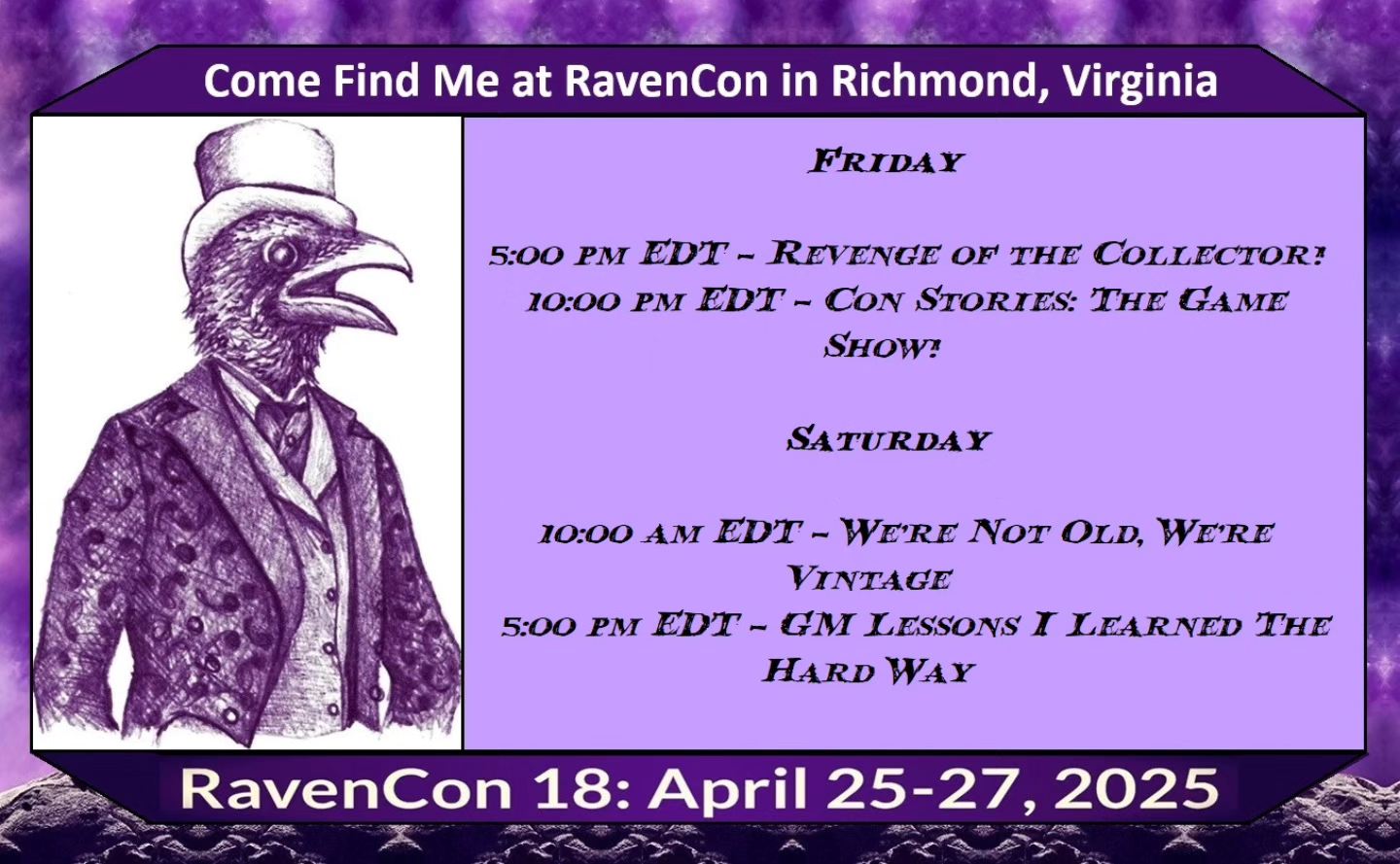 Uncle Grayhawk - I'll be at @ravencon this weekend (April... | Facebook