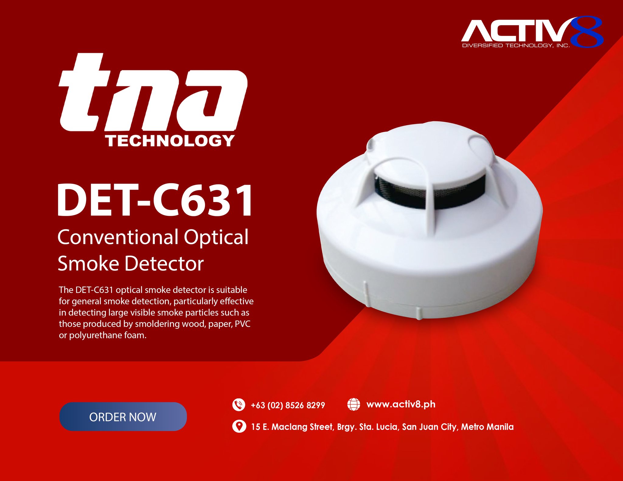 Activ8 - DET-C631 Conventional Optical Smoke Detector • Low profile ...