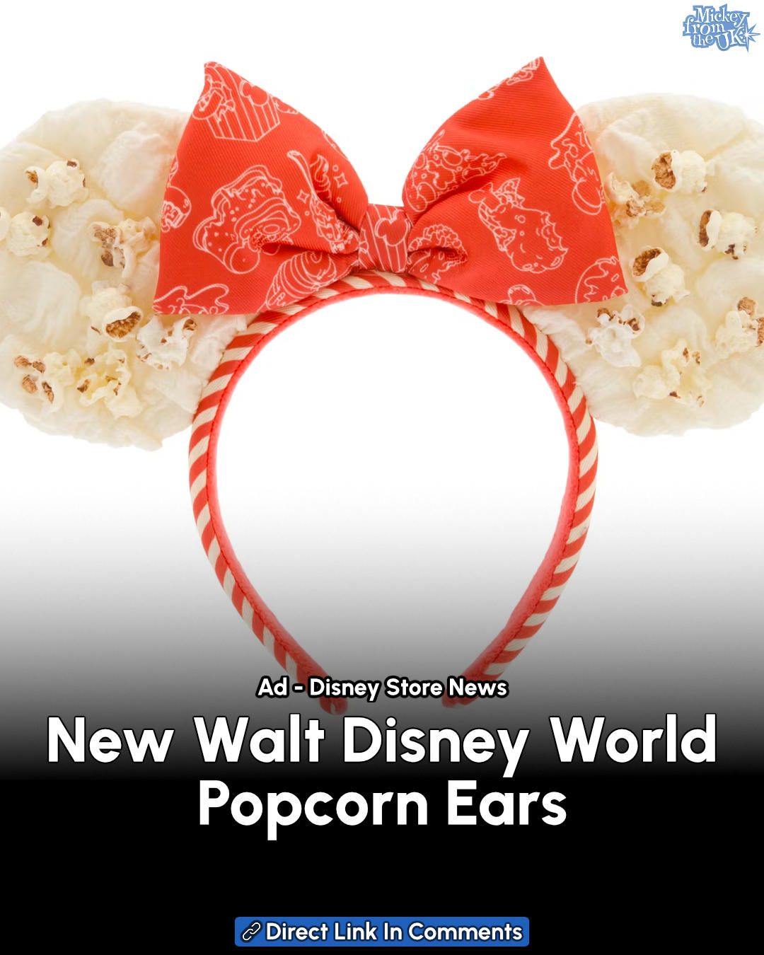 NEW: Minnie Mouse Popcorn Ears Headband For Adults.
