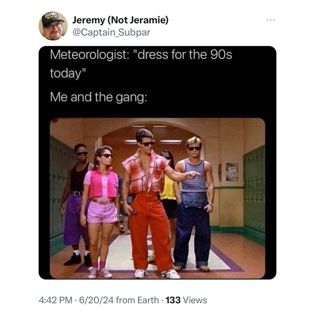 Dressing for the 90s! This weather need to chill tf out! #powerrangers #mmpr #mightymorphinpowerrangers