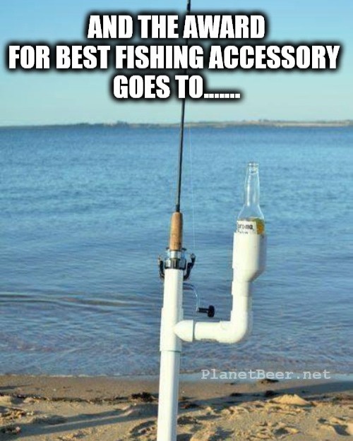 beer at the end of a fishing pole of course Milwaukee anglers put beer bottles