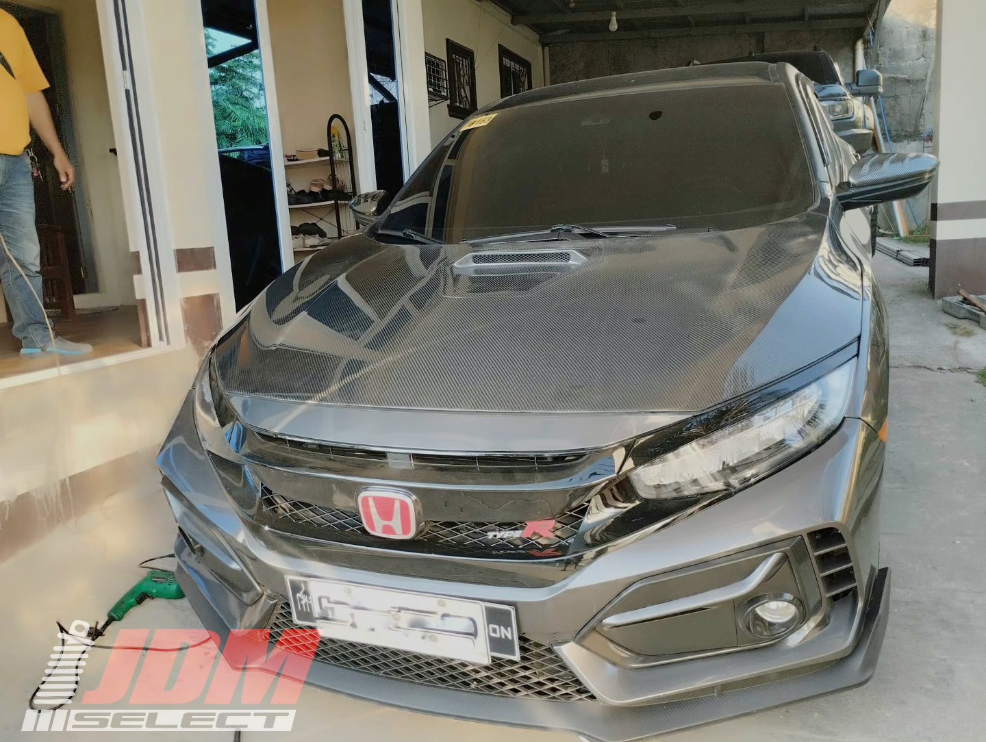 JDMselect - Home Service Mode: Carbon Fiber Type R Hood on a Civic FC ...