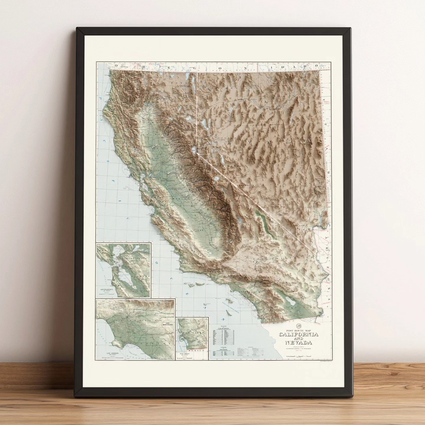 Topographic Map of California... - Visual Wall Maps Studio