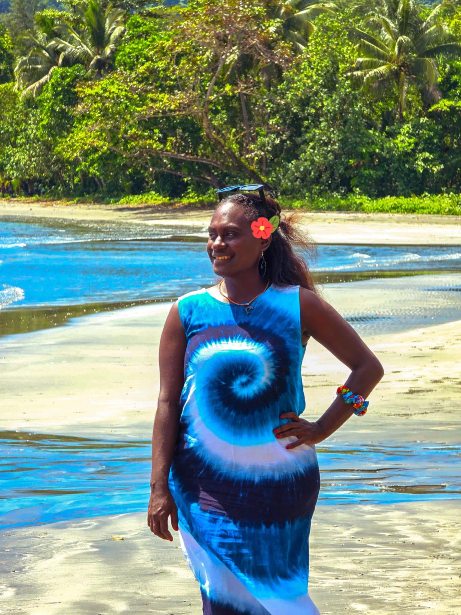 blue life tie dye dress Island's weather dressing vintage galliano black dress Skyraze Women's White With Color:HUNTER-2