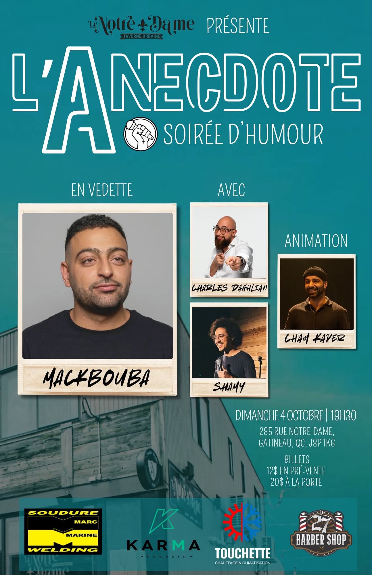 L'Anecdote, soirée d'humour au Pub Notre-Dame