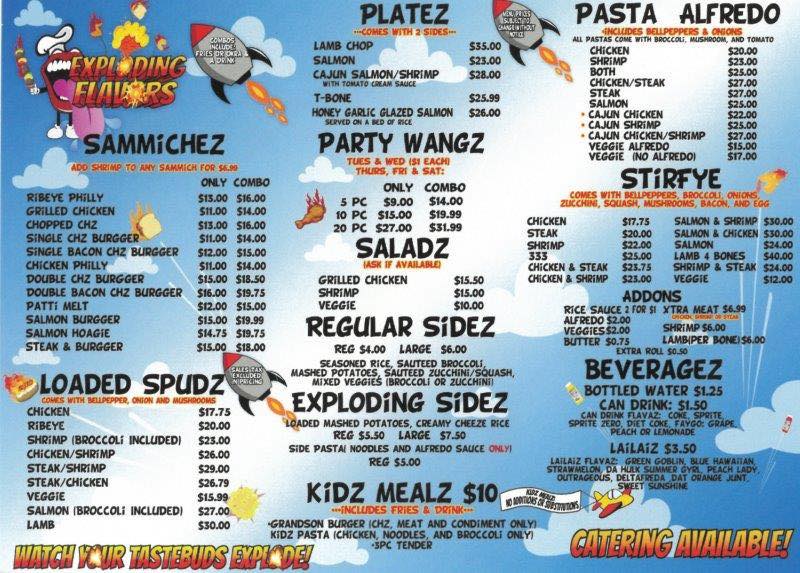 Updated Menu!!! 2025!! - Exploding Flavors, LLC | Facebook