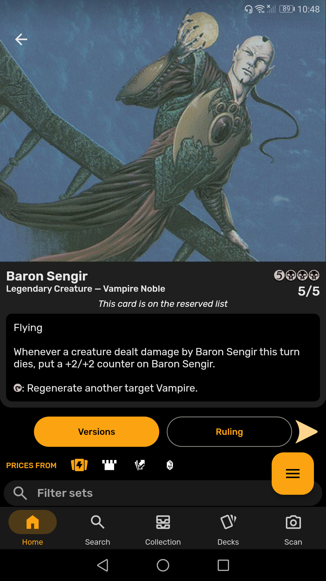 Rare Magic: The Gathering cards like Baron Sengir and Willow with