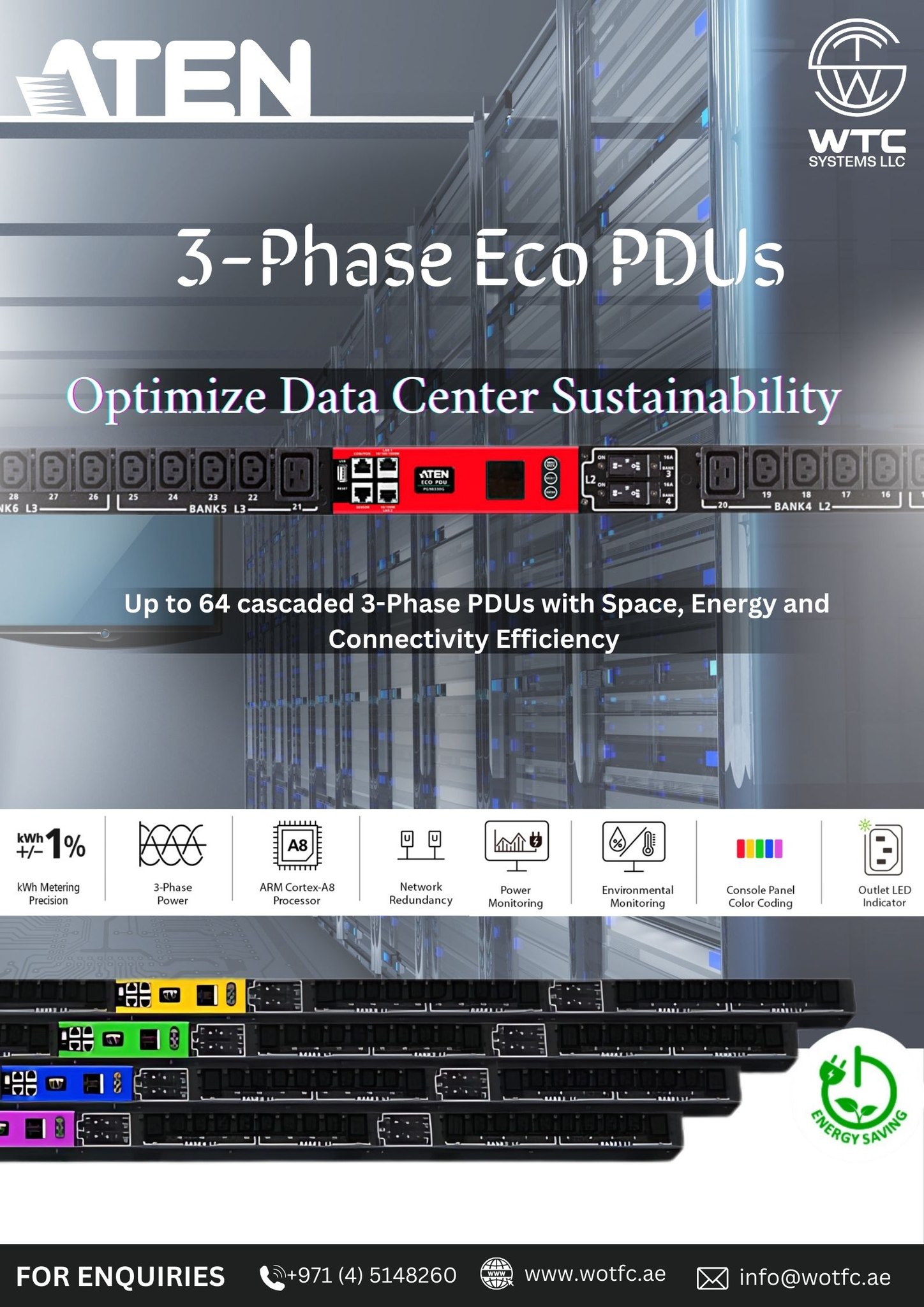 WTC - ATEN 3 Phase Eco PDU Energy-Saving Relay, Hydraulic, Magnetic ...