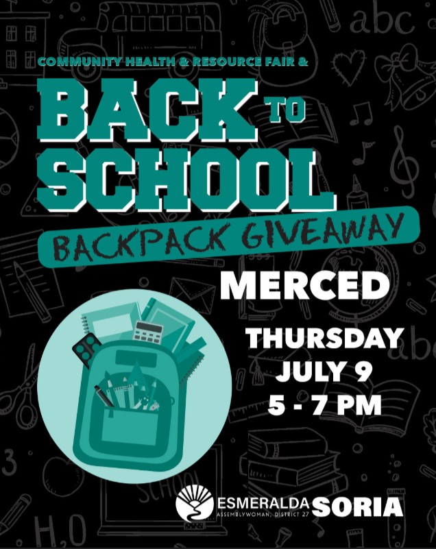 Assemblymember Esmeralda Soria's 2026 back-to-school backpack