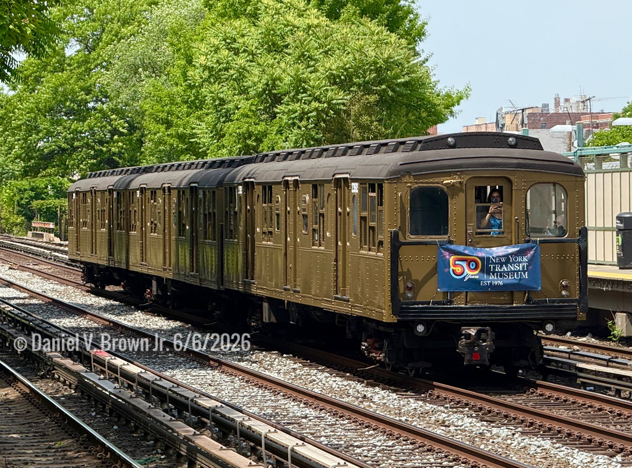 Vintage B train at Union Square in Manhattan