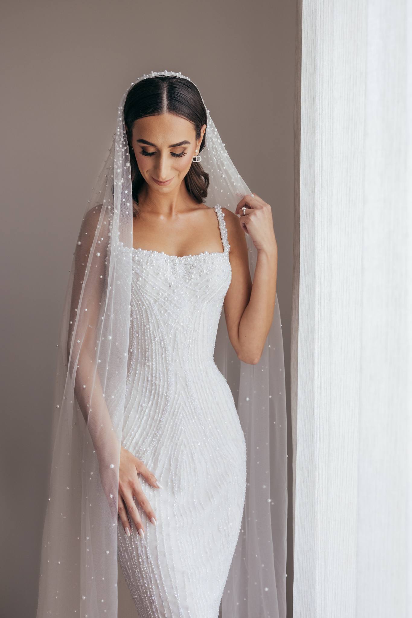 Intricate beading all done by hand so the dress embellishment appears seamless, for Georgia 💕 Photo @twoblushingpilgrims Dress @georgewucouture Hair @leighmccoy_ Makeup @browempire_bymandi