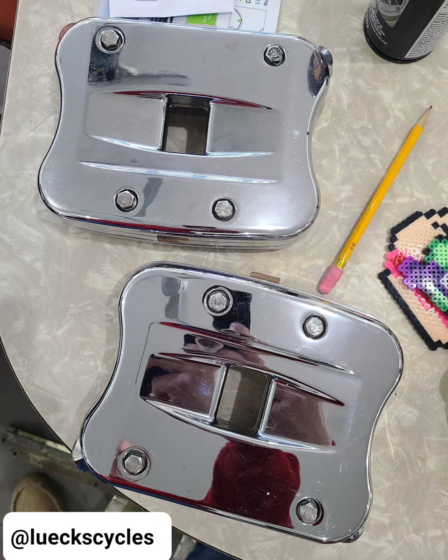 Lueck's Cycles - Custom Chrome rocker boxes for evo...