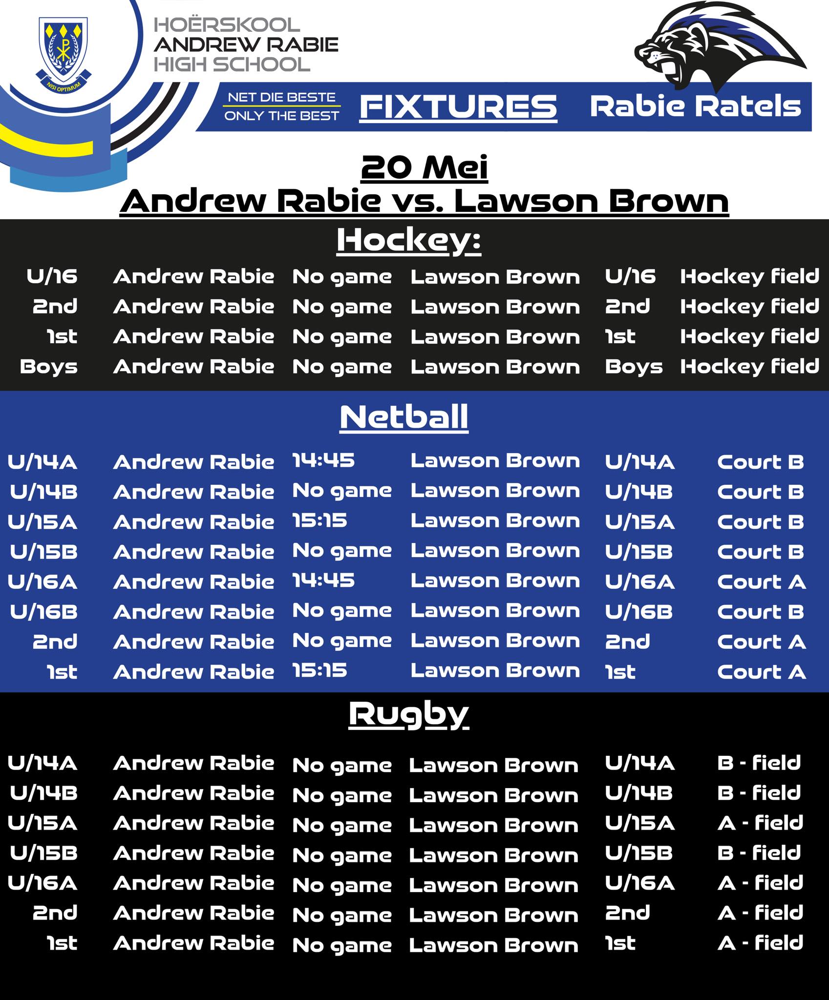 Hoërskool - 🥇On the sport field🥇 Our Rabie Ratels Netball teams will be ...