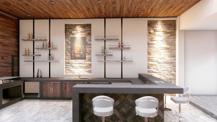 Área de asador con barra y sala... - MCA Arquitectura | Facebook