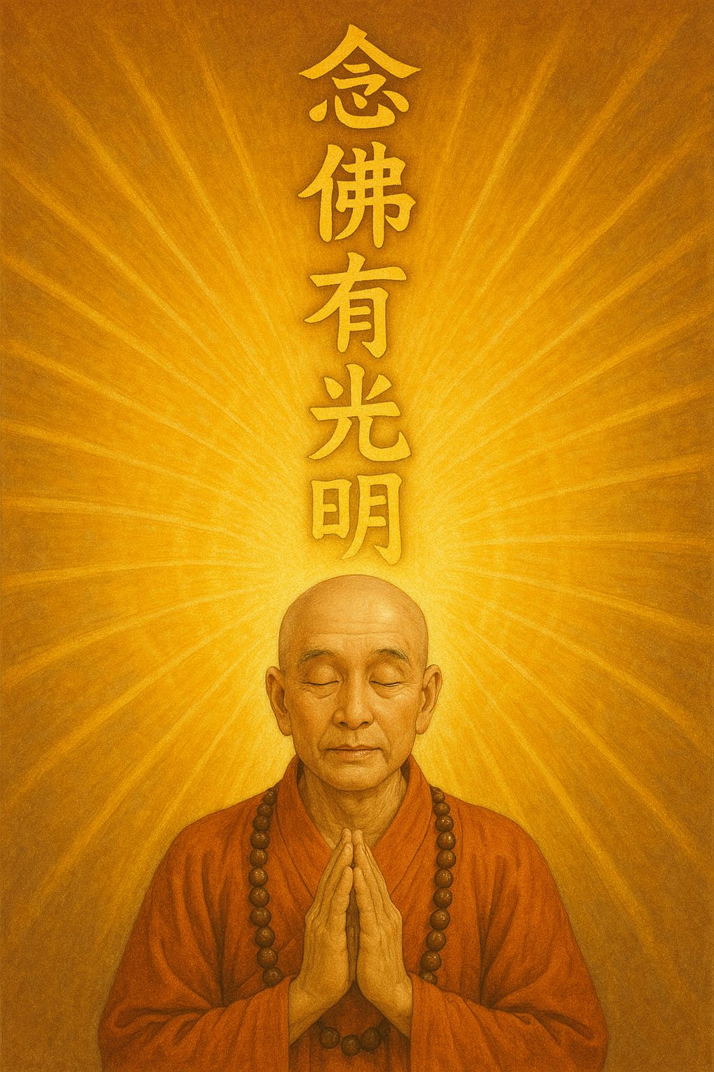 淨土宗 - 念佛光明偈 南無阿彌陀佛，光中化佛無數， 一聲稱念深心，萬道金光來護。 不問罪業深重，但念彌陀名號， 佛光照我心田，黑闇永除煩惱 ...