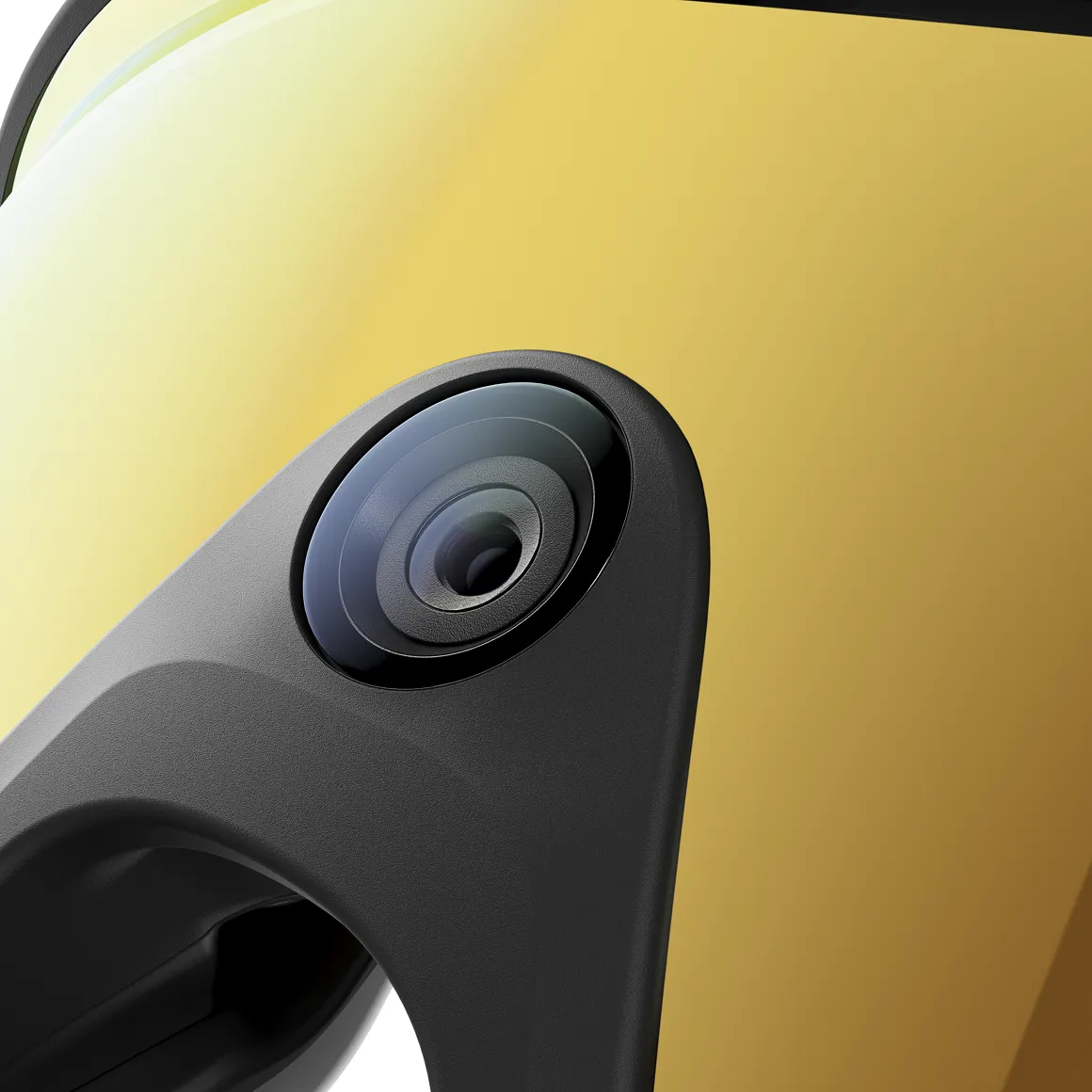 Close up of the camera on the Oakley Meta glasses.